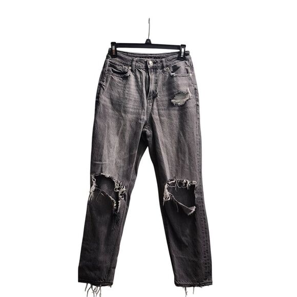 American Eagle Distressed Mom Jeans Ripped‎ Knee Grunge Streetwear Size 2 - Picture 1 of 8